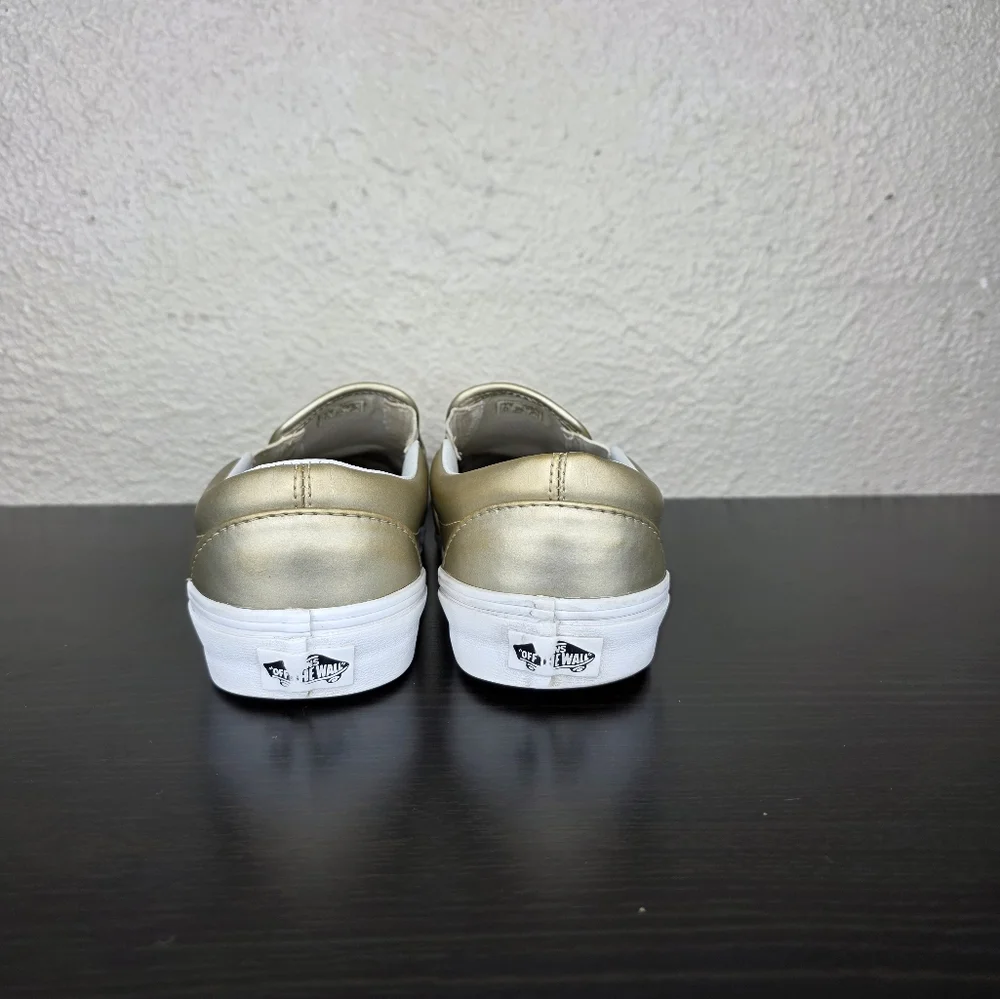 Vans Clasic Slip On Muted Metallic Gold True White Size Mens 7.5 Womens 9 - Picture 8 of 14